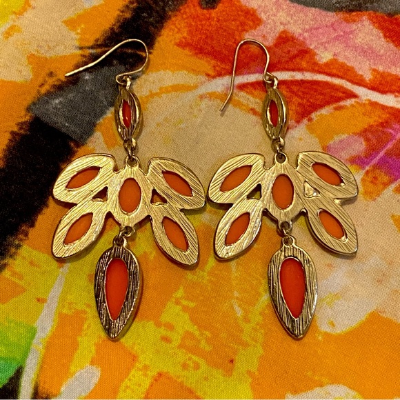 ORANGE CHANDELIER EARRINGS - Picture 3 of 4